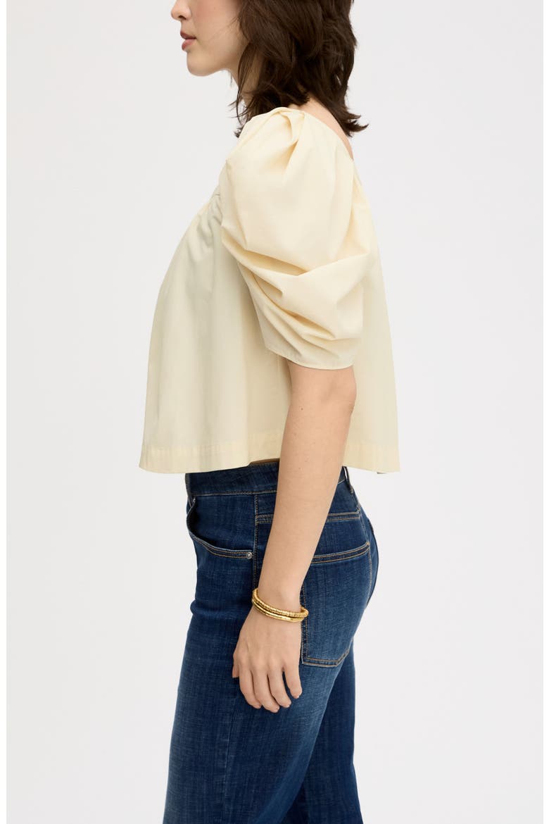 Puff Sleeve Square Neck Top, Alternate, color, ALMOND