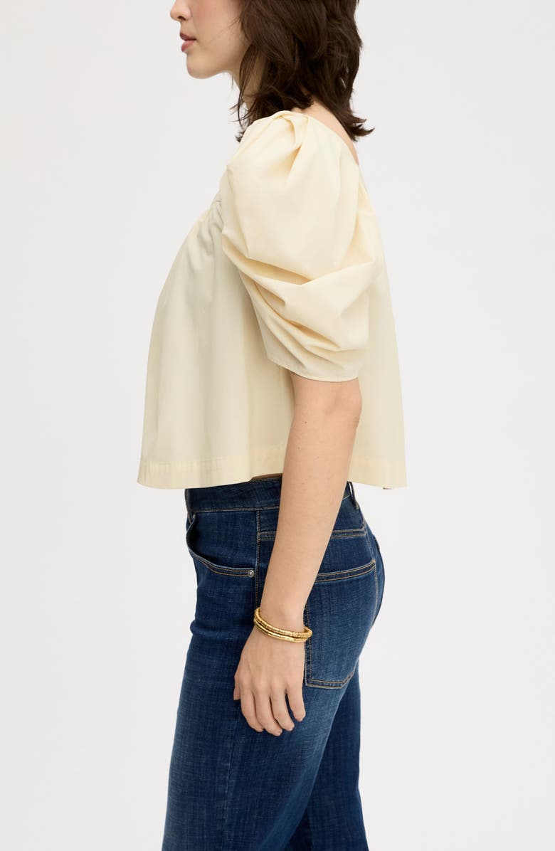 Sam Edelman Puff Sleeve Square Neck Top, Alternate, color, Almond