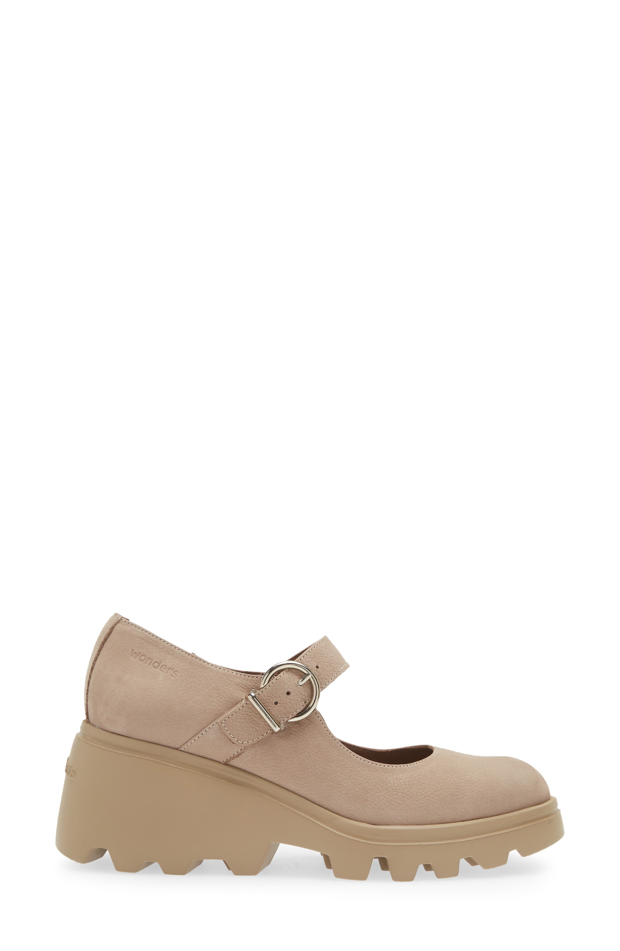 Wonders Wedge Mary Jane, Alternate, color, Taupe Nubuck
