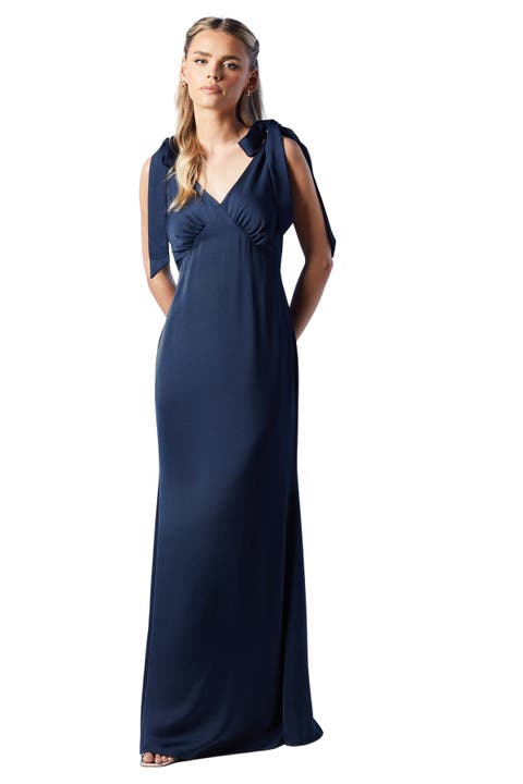 Petite Satin Back Maxi Bridesmaid Dress
