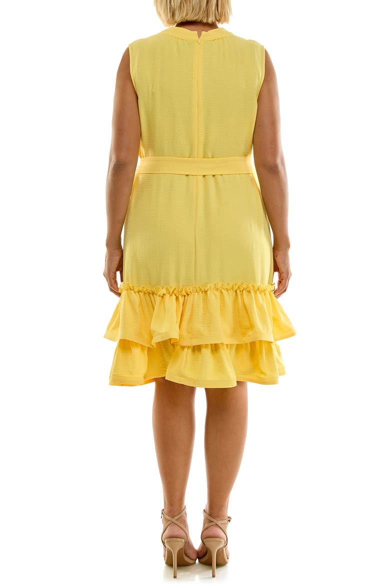 Tiered Flounce Self-Tie Sash Dress, Alternate, color, LEMON
