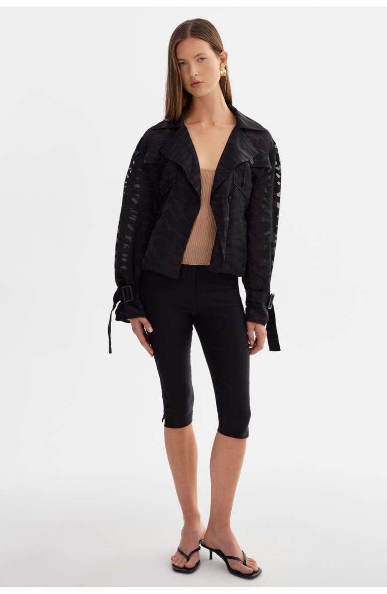 LAMARQUE Markeesa | Sheer Zebra Trench Jacket, Main, color, Bkzb