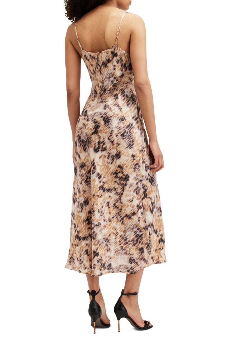 Bryony Carmina Leopard Print Slipdress, Alternate, color, SESAME BEIGE