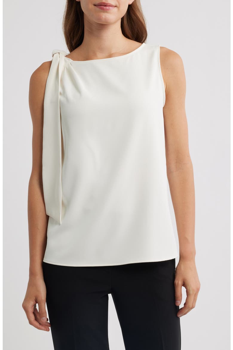 Tie Shoulder Sleeveless Top, Main, color, WHITE DOVE
