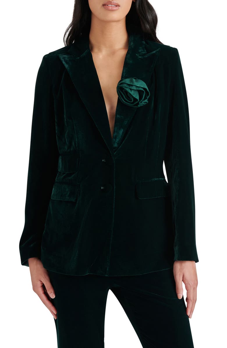 Steve Madden Merene Rosette Detail Velvet Blazer, Main, color,