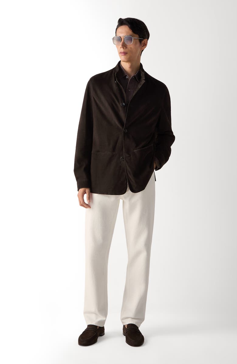 ZEGNA Oasi Lino Polo Shirt, Alternate, color, Dark Brown