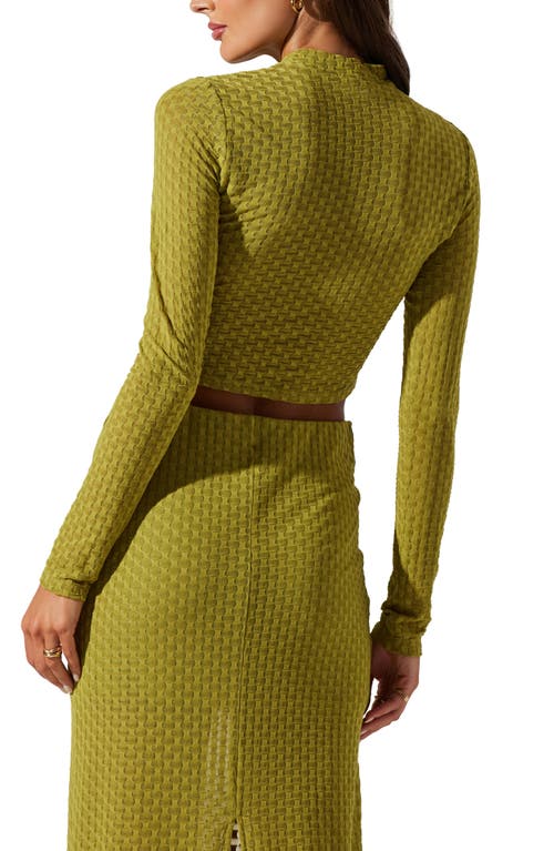 Astr The Label Indah Long Sleeve Crop Top In Green