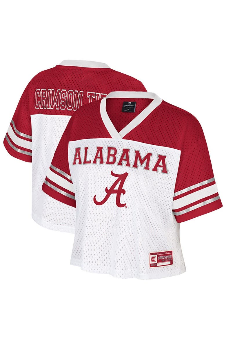 Women's Colosseum  White Alabama Crimson Tide Treasure Cropped Football Jersey, Main, color, White