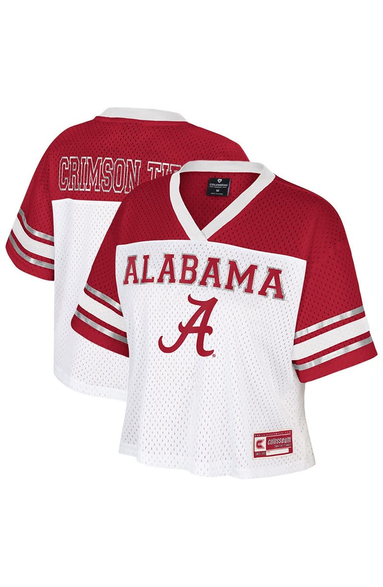 COLOSSEUM Women's Colosseum White Alabama Crimson Tide Treasure Cropped Football Jersey, Main, color, White