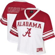 COLOSSEUM Women's Colosseum White Alabama Crimson Tide Treasure Cropped Football Jersey