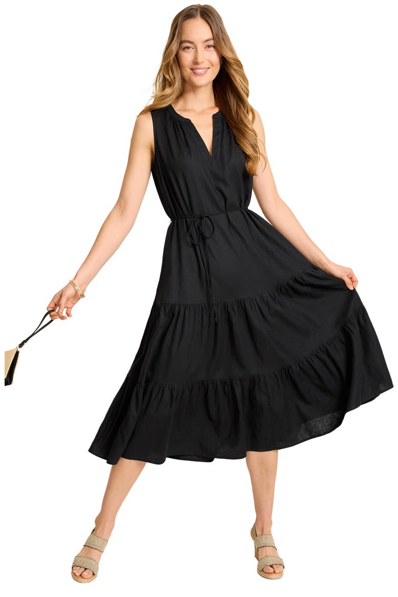 Coastal Tide Sleeveless Dress, Alternate, color, BLACK