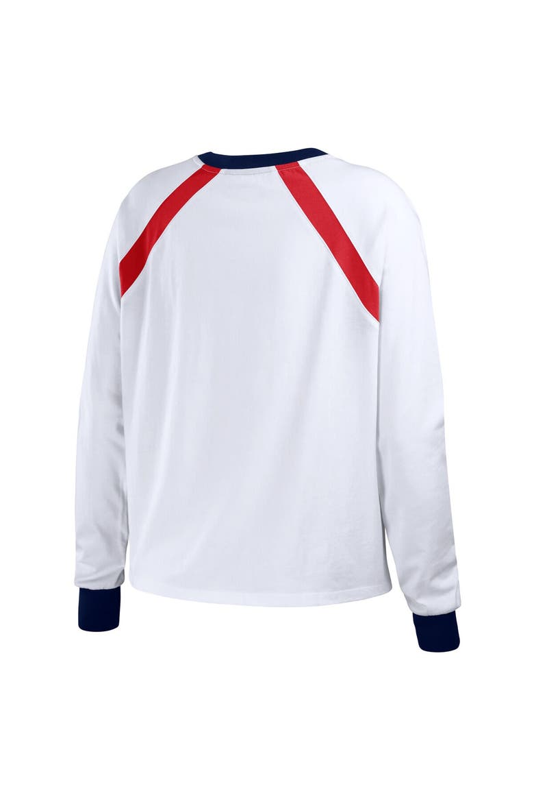 Women's WEAR by Erin Andrews White Cleveland Guardians Raglan Long Sleeve T-Shirt, Alternate, color, White