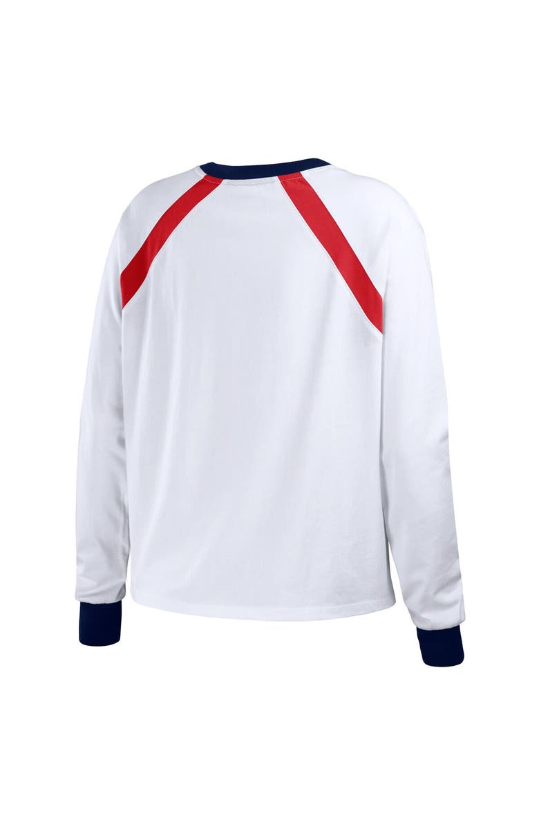 WEAR by Erin Andrews Women's WEAR by Erin Andrews White Cleveland Guardians Raglan Long Sleeve T-Shirt, Alternate, color, 