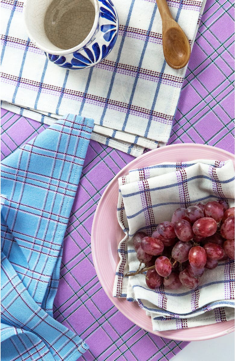 Archive New York Chiapas Handwoven Plaid Cotton Placemats, Set of 4, Alternate, color, Lilac