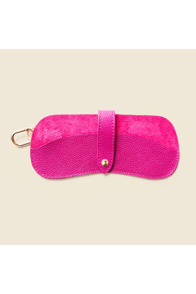 Leather Sunglasses Case with Key Ring, Alternate, color, Pink