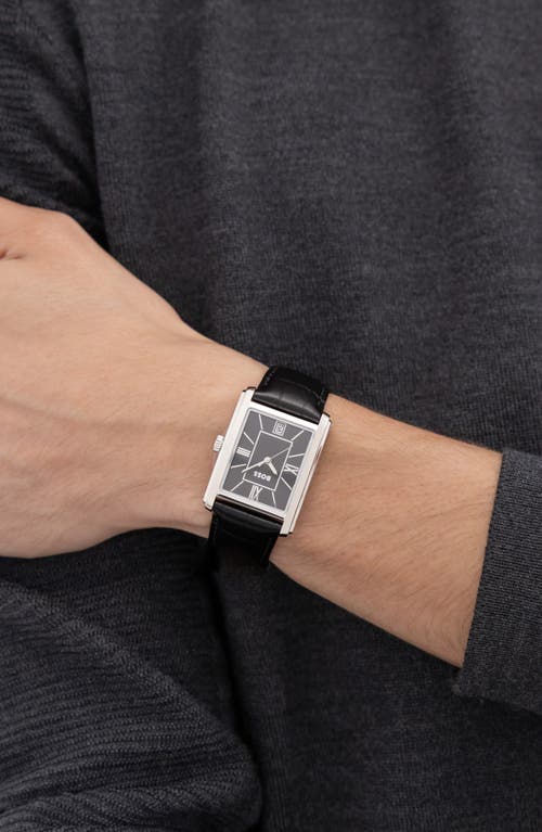 Hugo Boss Boss Principle Dress Leather Strap Watch, 28mm X 7.8mm In Black