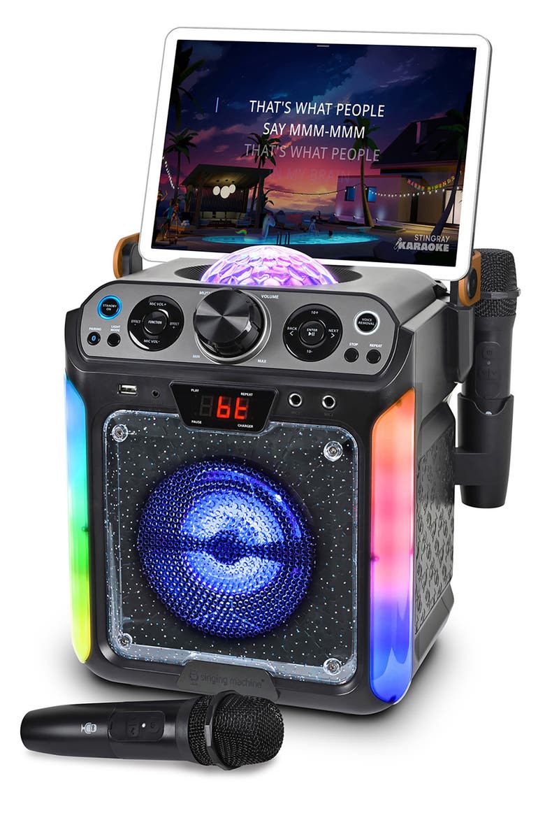 Groove Disco Bluetooth Karaoke Machine with Disco Ball & LED Lights, Alternate, color, BLACK