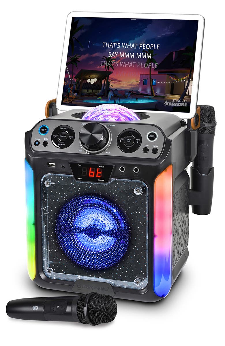 Singing Machine Groove Disco Bluetooth Karaoke Machine with Disco Ball & LED Lights, Alternate, color, Black
