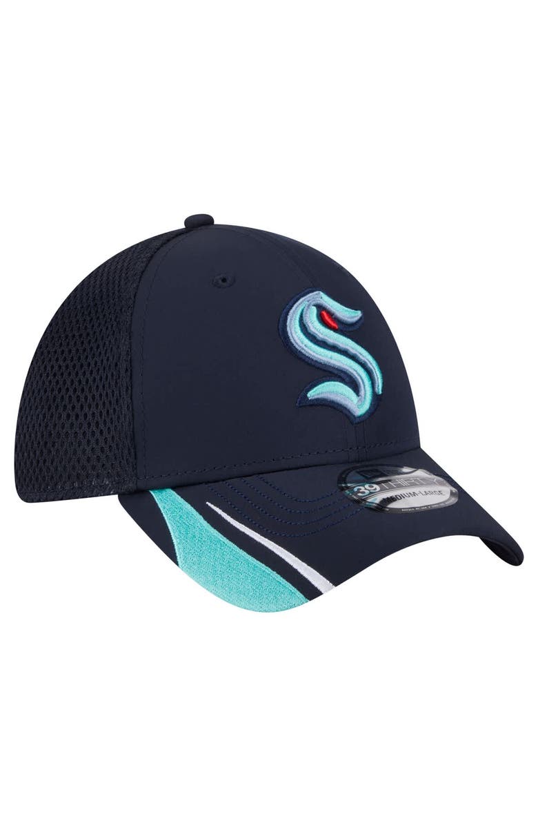 New Era Men's New Era  Deep Sea Blue Seattle Kraken Linear Featherweight 39THIRTY Flex Hat, Alternate, color, 