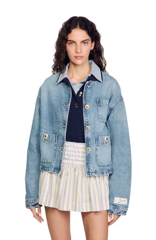 Sandro Denim Jacket In Blue Jean