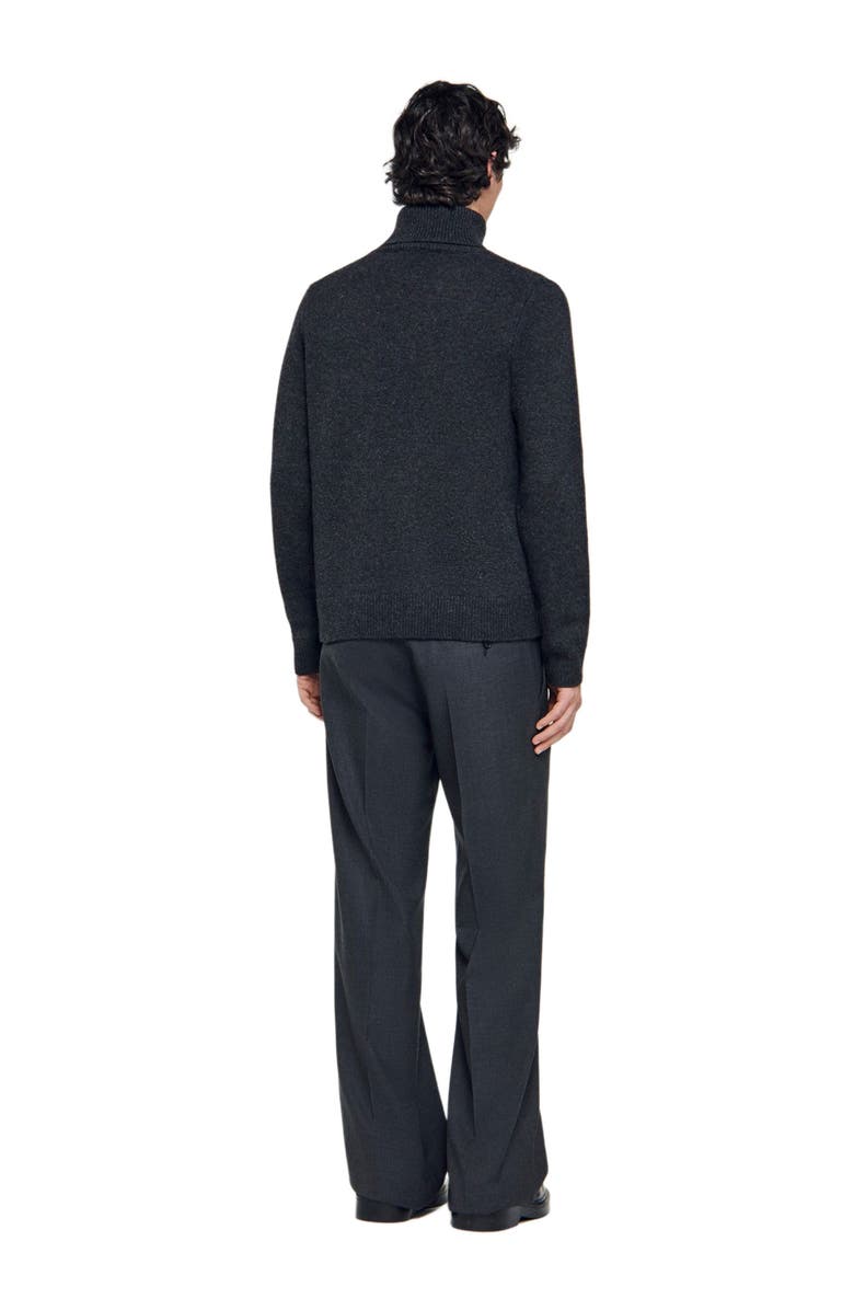SANDRO Wool and cashmere turtleneck sweater, Alternate, color, Dark Grey