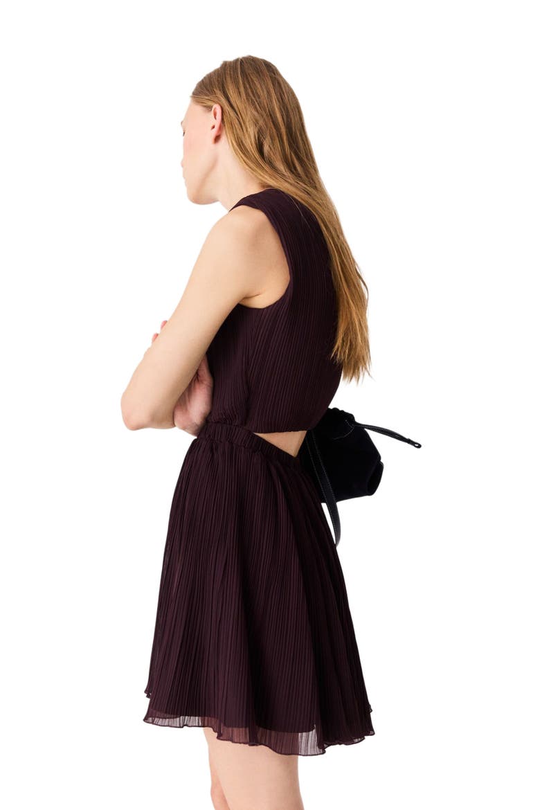 Short pleated skater dress, Alternate, color, Eggplant