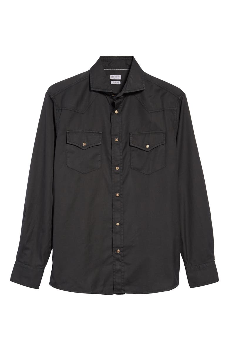 Brunello Cucinelli Easy Fit Cotton Western Shirt, Alternate, color, 