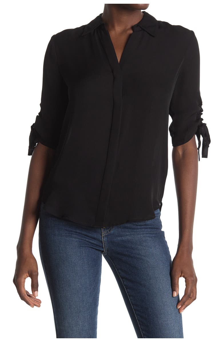 L'AGENCE Isa Ruched Sleeve Silk Blouse, Main, color, 