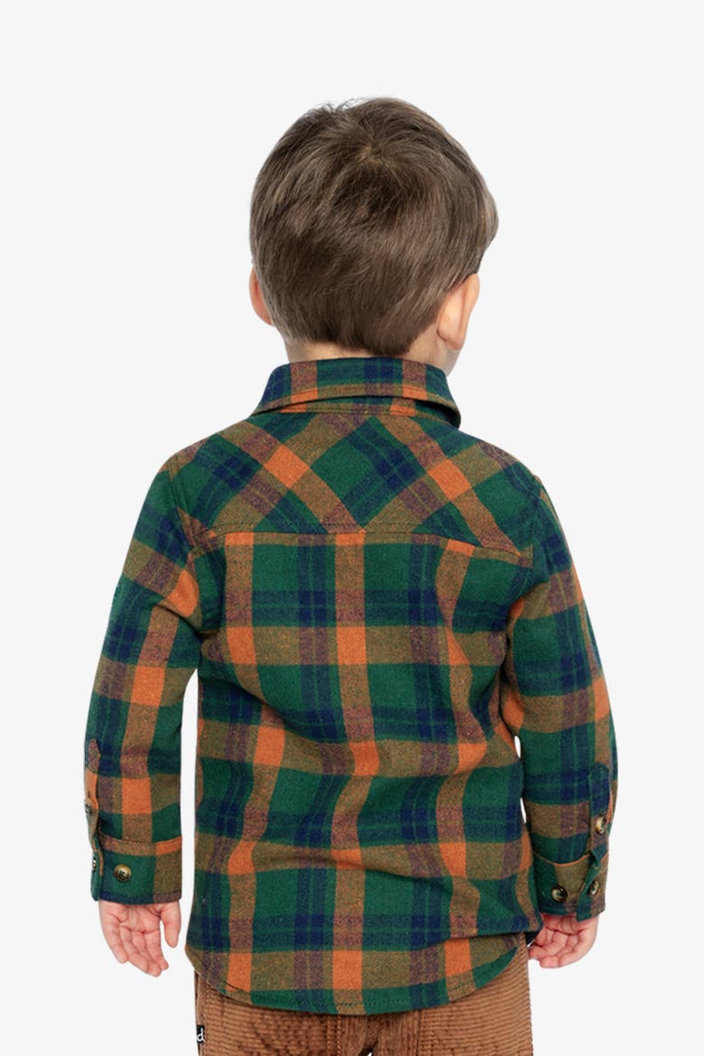 Plaid Button Front Collared Shirt, Alternate, color, Orange, Blue and Green Tiles