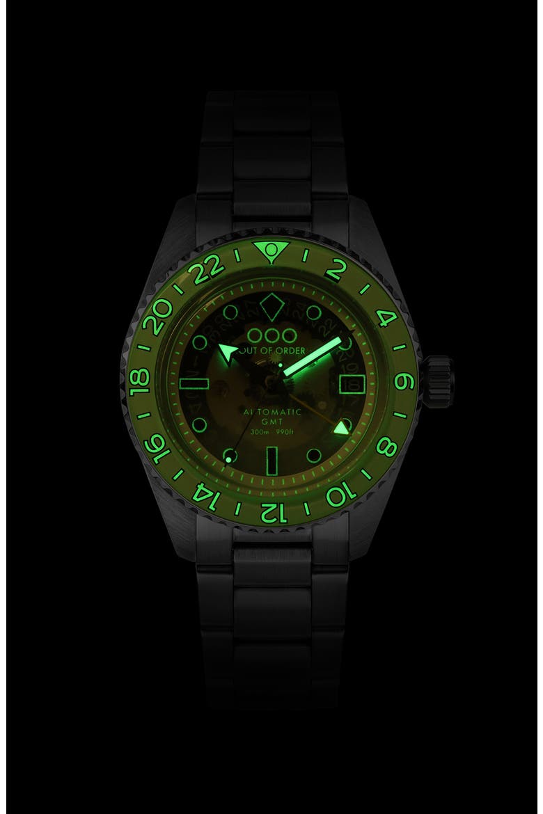 Gin Tonic Automatic GMT Bracelet Watch, 40mm, Alternate, color, STEEL