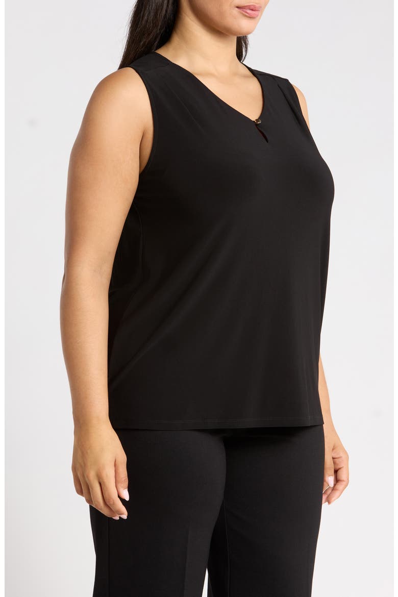 Pleat Neck Button Keyhole Top, Alternate, color, ANNE BLACK