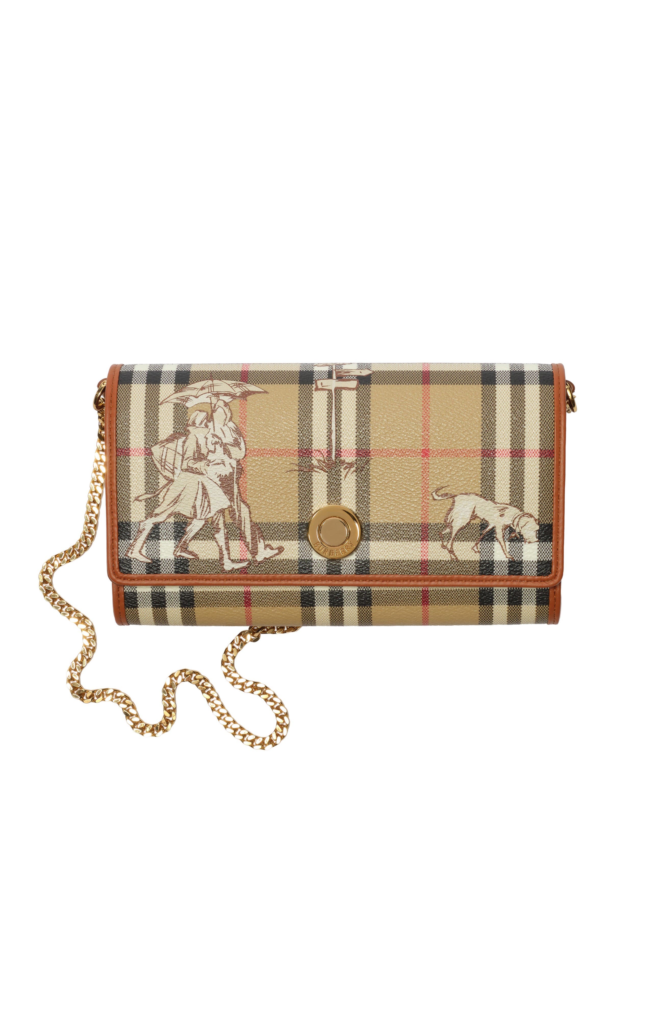 Check Mates Chain Strap Wallet, Main, color, Archive beige
