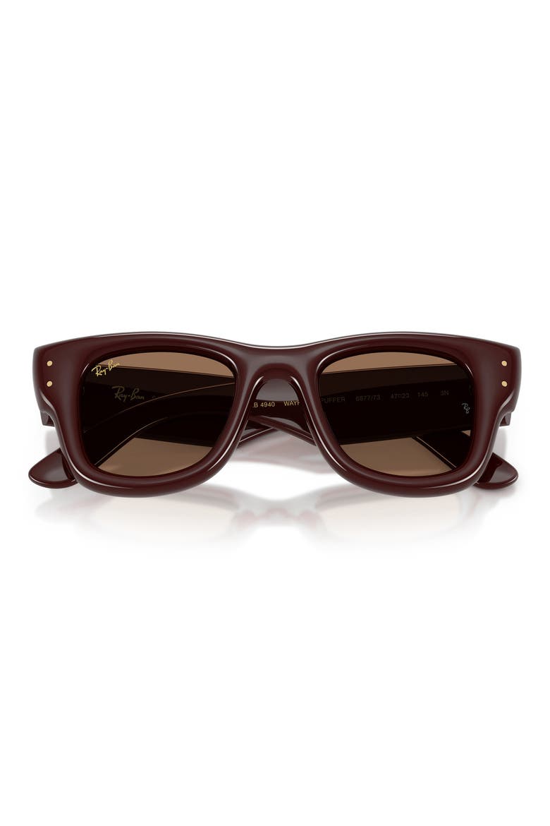 Wayfarer Puffer 47mm Square Sunglasses, Alternate, color, DARK BROWN / DARK BROWN