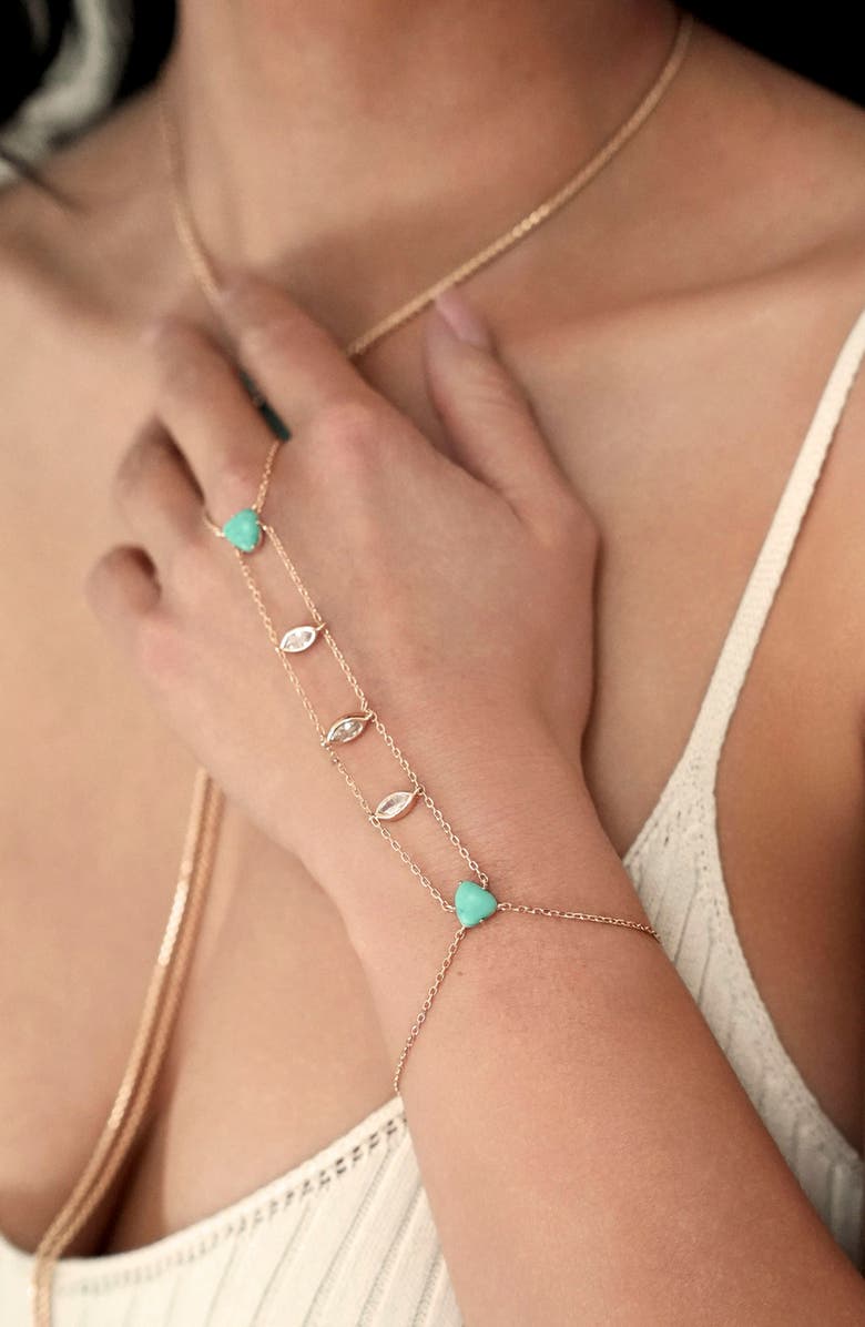 Ettika Reconstituted Turquoise Solstice Hand Chain, Alternate, color, Turquoise