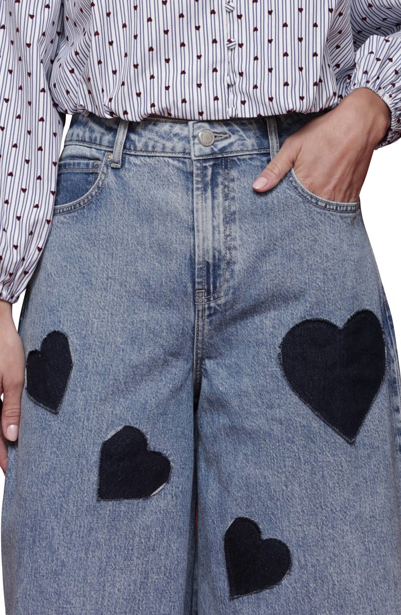 Avec Les Filles Heart High Waist Barrel Jeans, Alternate, color, Maeve Wash