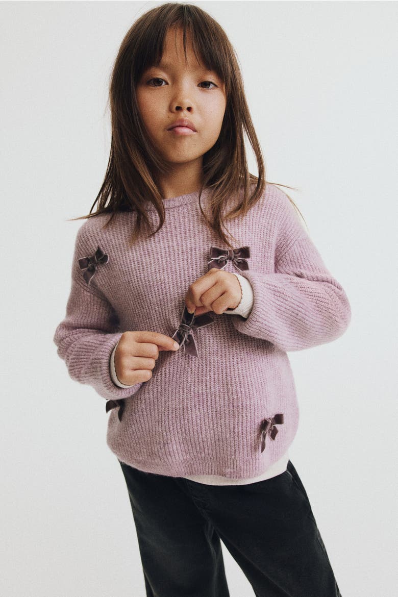Appliquéd Sweater, Alternate, color, Dusty purple/bows