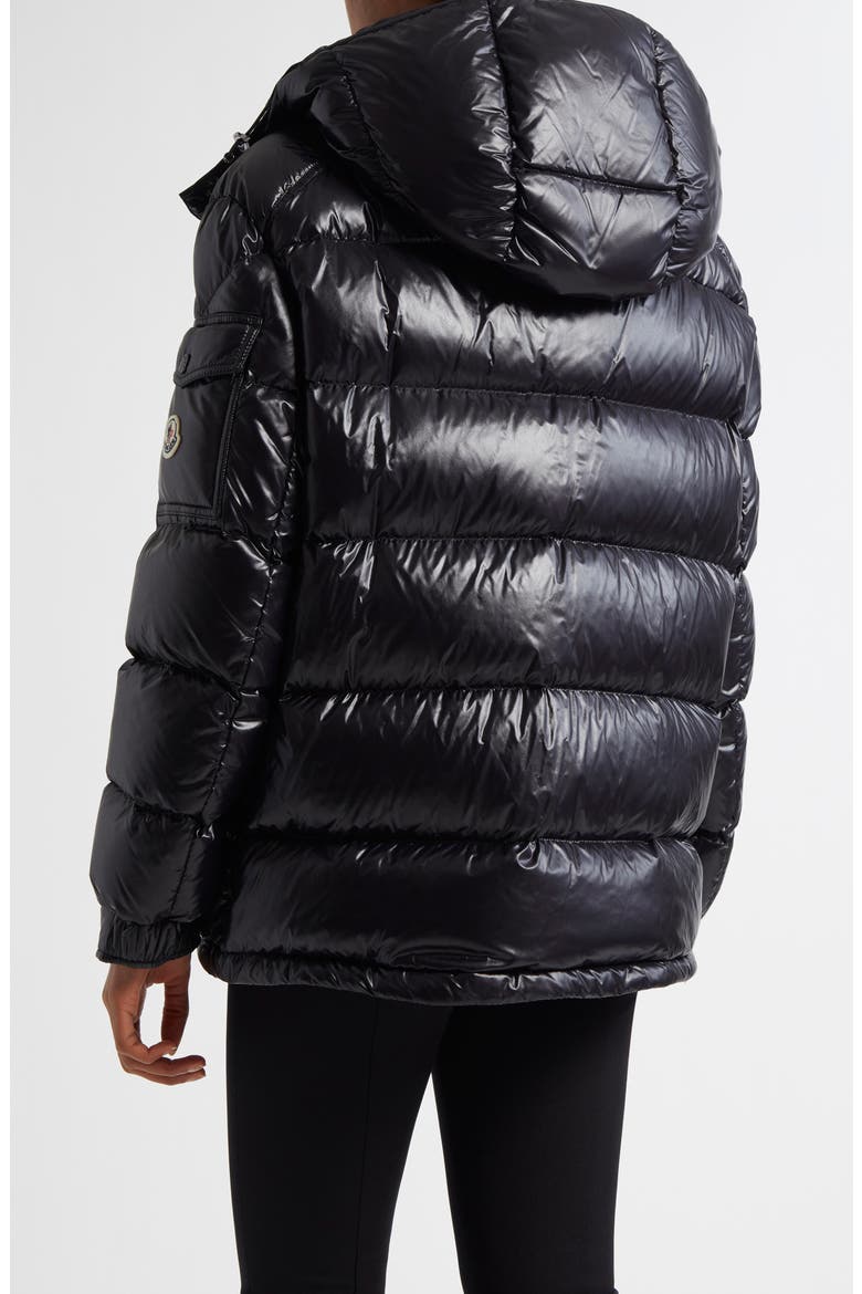 Maire Hooded Short Down Puffer Jacket, Alternate, color, BLACK/BLACK