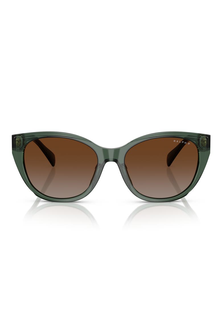56mm Square Gradient Polarized Sunglasses, Main, color, TRANSPARENT GREEN / BROWN