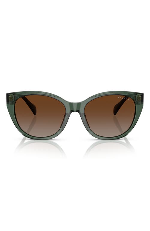 Ralph 56mm Square Gradient Polarized Sunglasses In Transparent Green/brown
