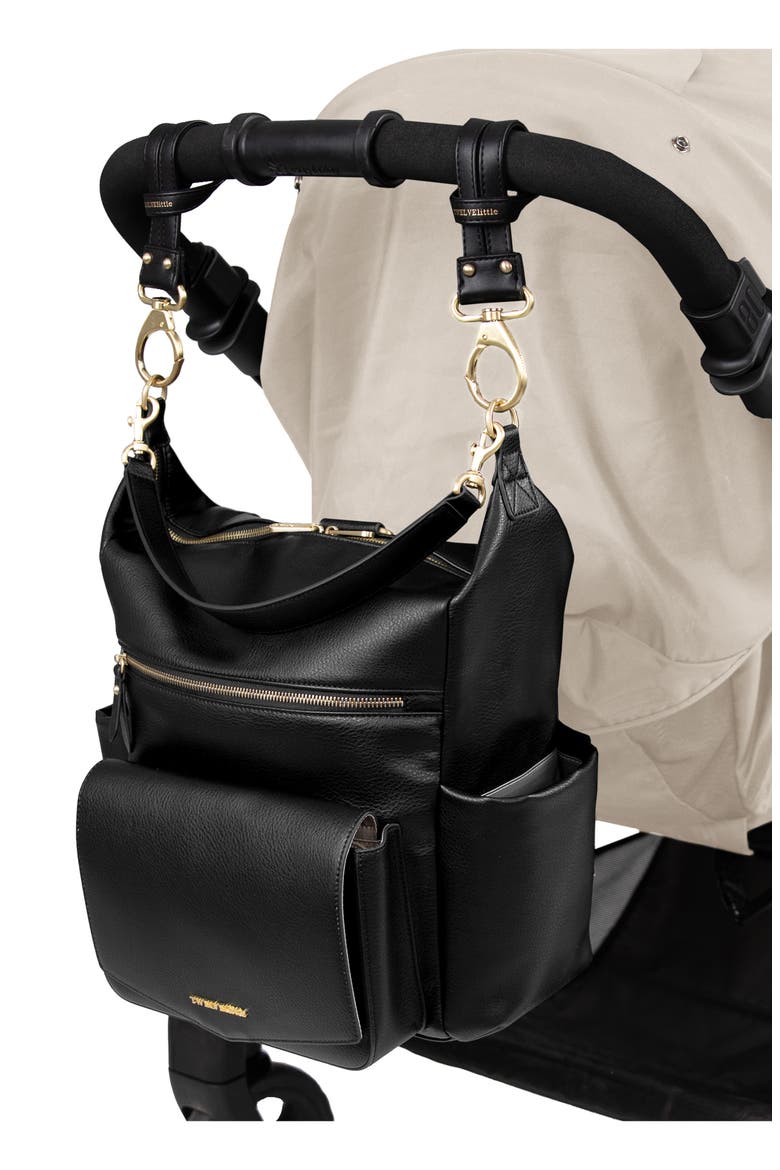Peekaboo Faux Leather Convertible Diaper Backpack, Alternate, color, BLACK