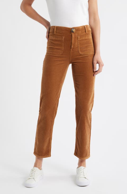 Soho Patch Pocket Straight Leg Corduroy Pants