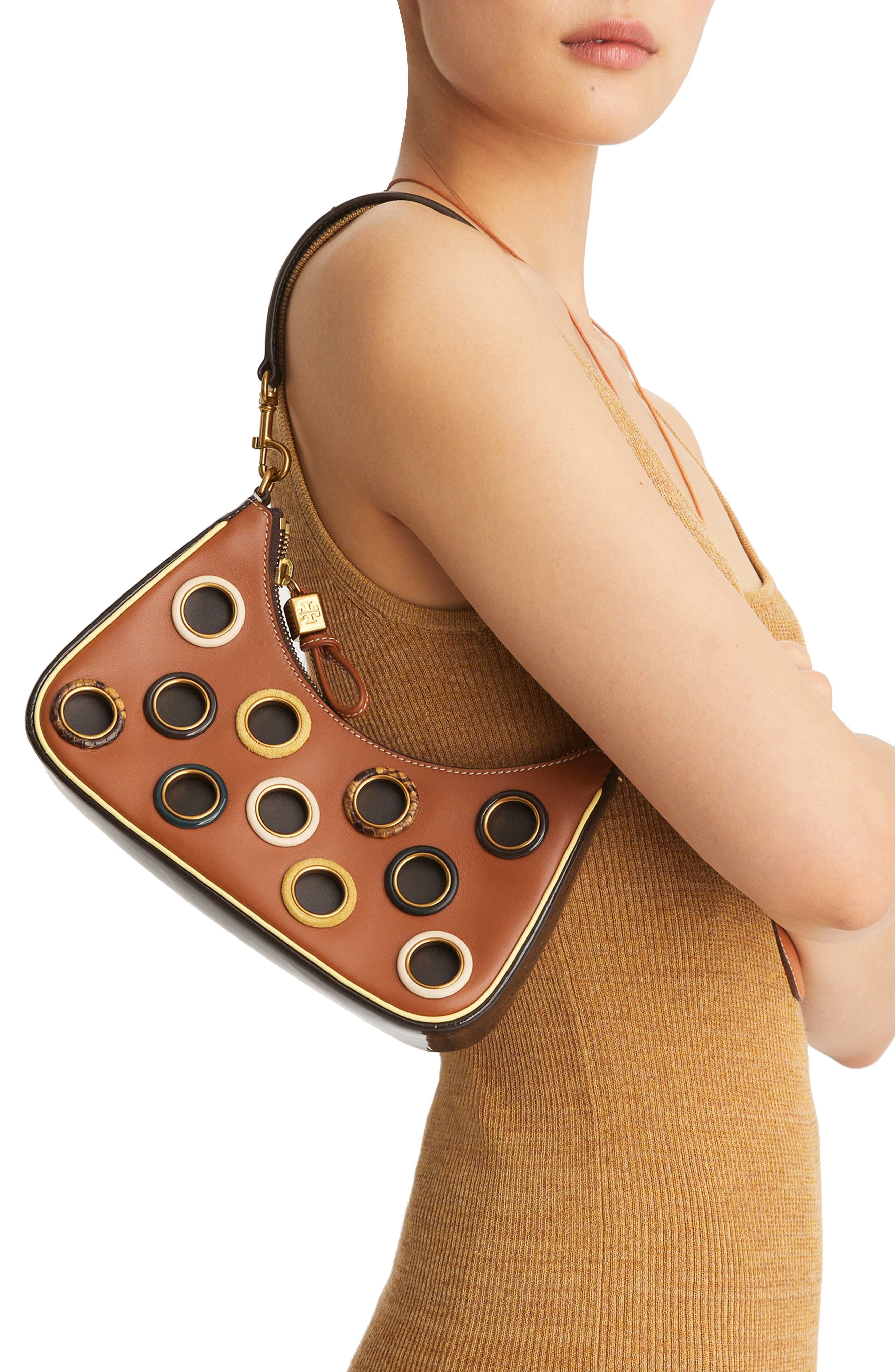 Tory Burch Mercer Grommet Small Crescent Bag, Alternate, color, 