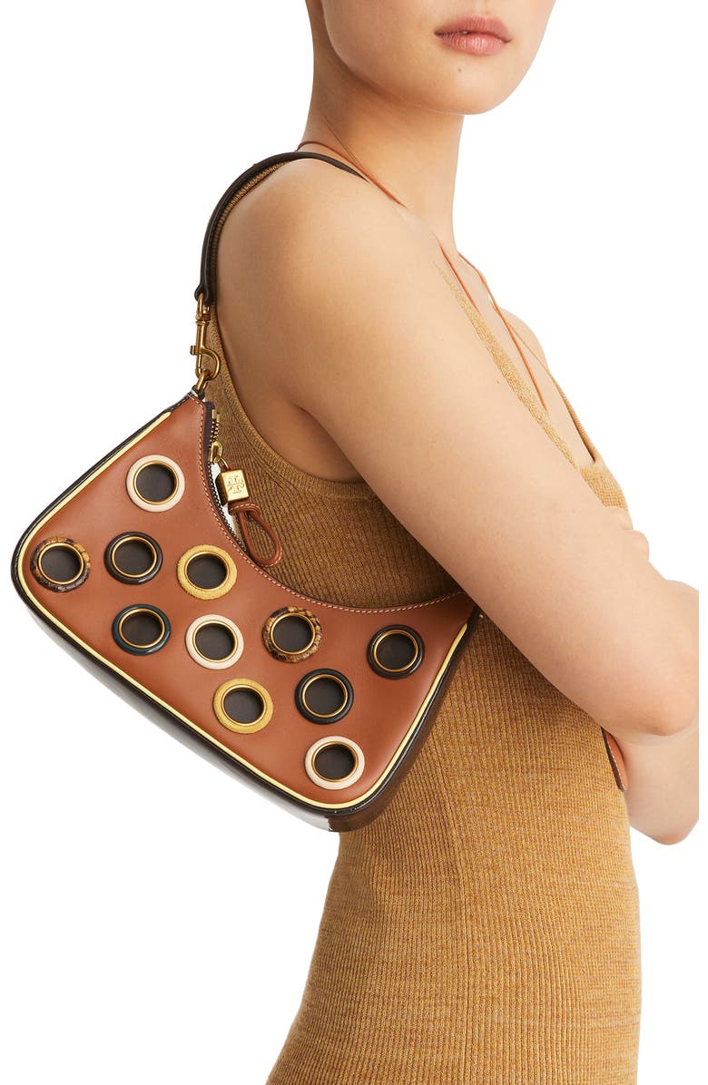 Tory Burch Mercer Grommet Small Crescent Bag, Alternate, color,