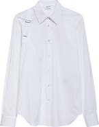 McQueen Logo Tape Harness Stretch Cotton Button-Up Shirt
