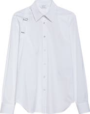 McQueen Logo Tape Harness Stretch Cotton Button-Up Shirt