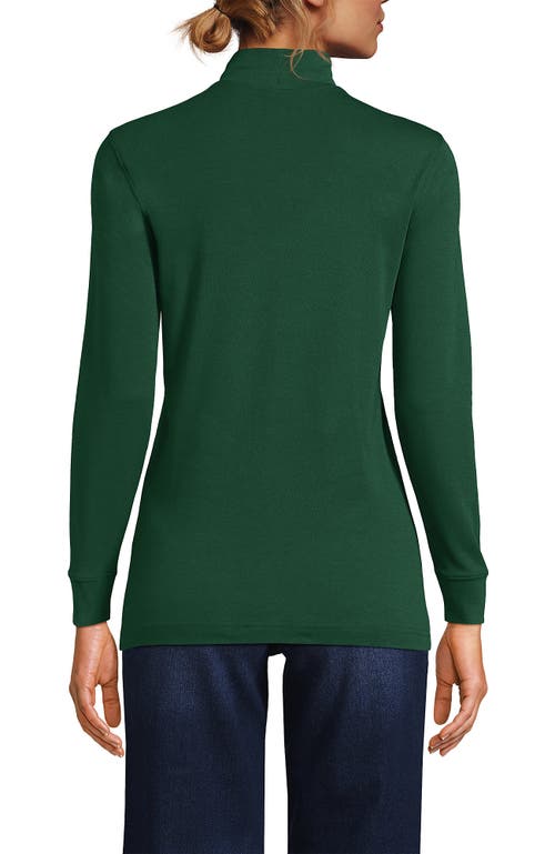 Lands' End Relaxed Cotton Long Sleeve Mock Turtleneck In Green
