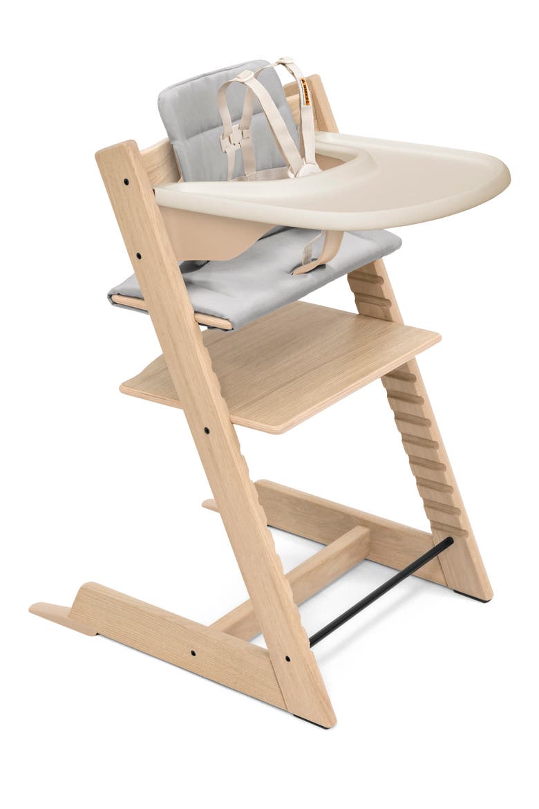 Tripp Trapp® Highchair², Cushion & Stokke® Tray, Main, color, OAK NATURAL W/ ANTHRACITE