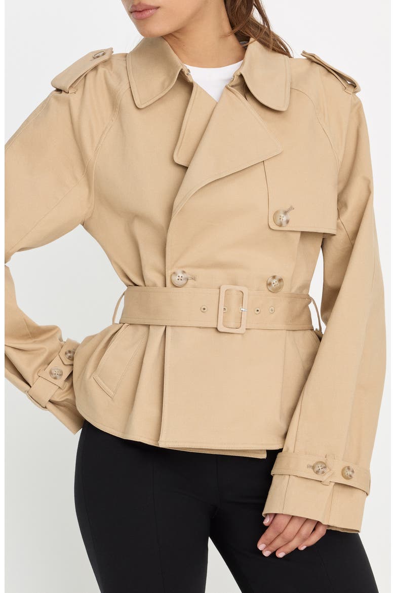 Crop Trench Jacket, Main, color, SANDY FAWN