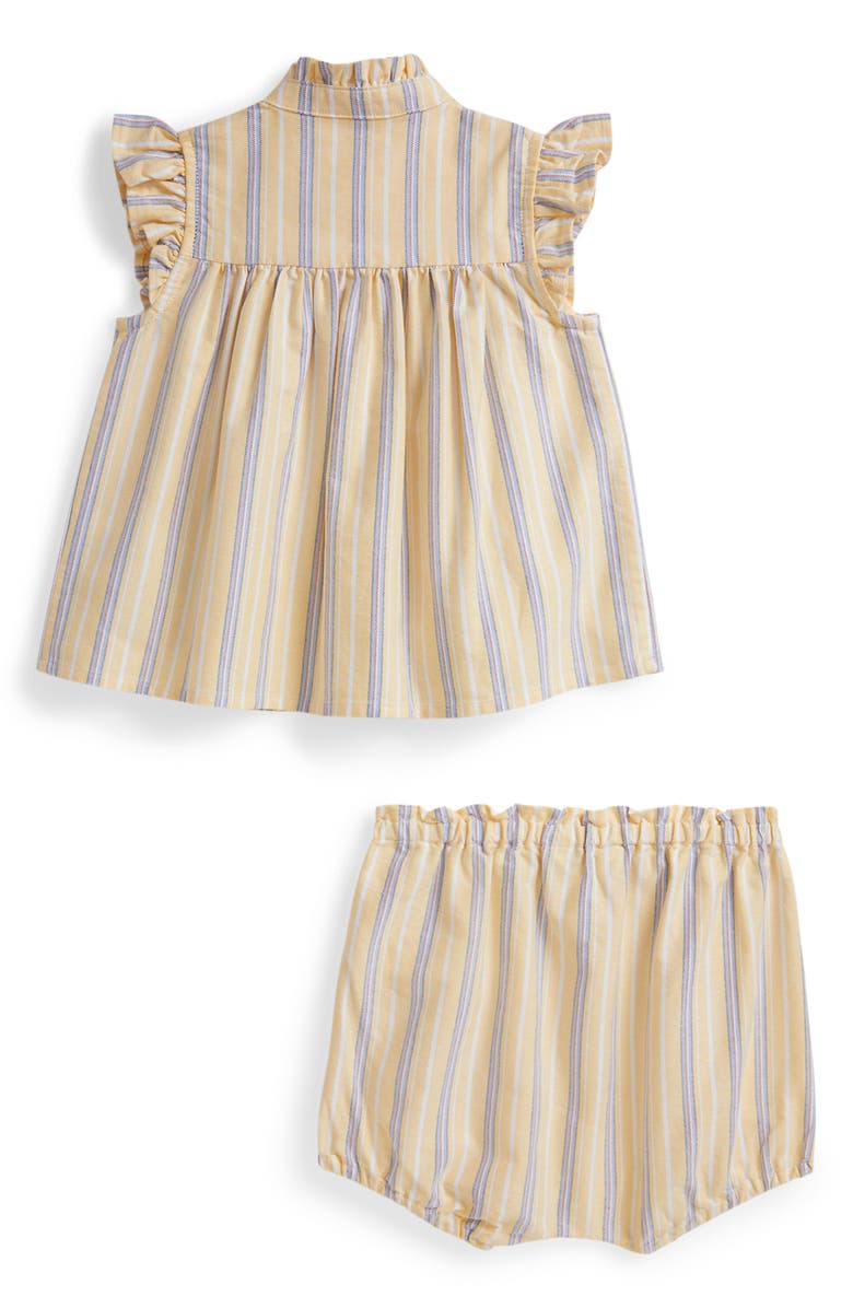 Ralph Lauren Stripe Cotton Oxford Top with Bloomers, Alternate, color, Yellow-Blue-Pink Multi