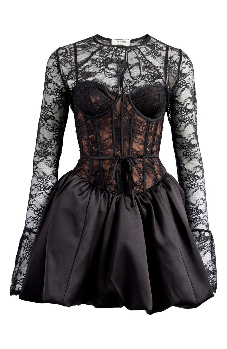 HOUSE OF CB Lace Bolero & Corset Flare Minidress Set, Alternate, color, Black